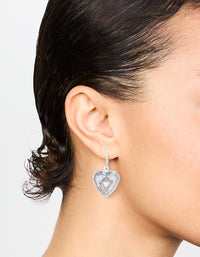 Antique Silver Heart Locket Drop Earrings - link has visual effect only