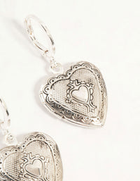 Antique Silver Heart Locket Drop Earrings - link has visual effect only
