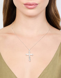 Silver Bold Diamante Cross Necklace - link has visual effect only