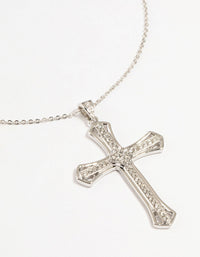 Silver Bold Diamante Cross Necklace - link has visual effect only