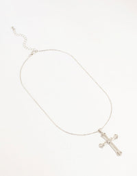 Silver Bold Diamante Cross Necklace - link has visual effect only