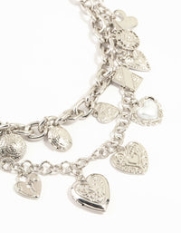 Silver Layered Heart Charm Necklace - link has visual effect only