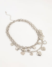 Silver Layered Heart Charm Necklace - link has visual effect only