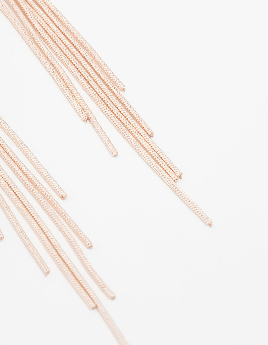 Rose Gold Rose Diamante Bow Chain Drop Earrings