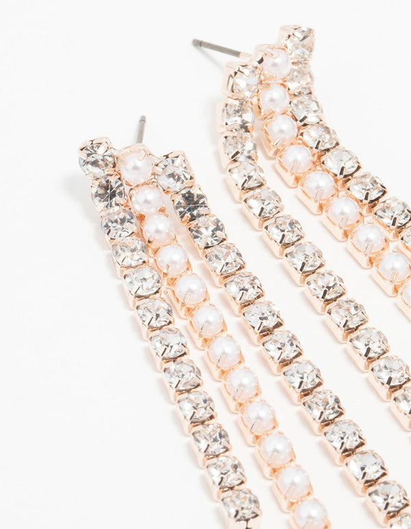 Rose Gold Waterfall Layered Drop Earrings