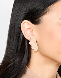 Rose Gold Half Layered Leaf Drop Earrings - link has visual effect only