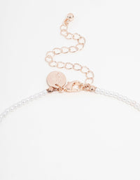 Rose Gold Acrylic Pearl Celestial Diamante Charm Necklace - link has visual effect only