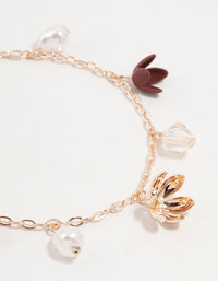 Rose Gold Mixed Flower Charm Bracelet - link has visual effect only