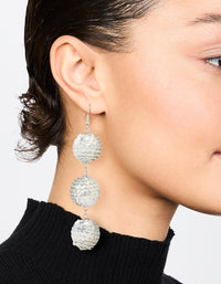 Silver Sequin Disco Ball Drop Earrings - link has visual effect only