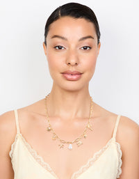 Gold Pearl & Seashell Charm Necklace - link has visual effect only