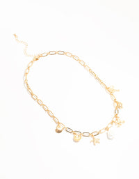 Gold Pearl & Seashell Charm Necklace - link has visual effect only