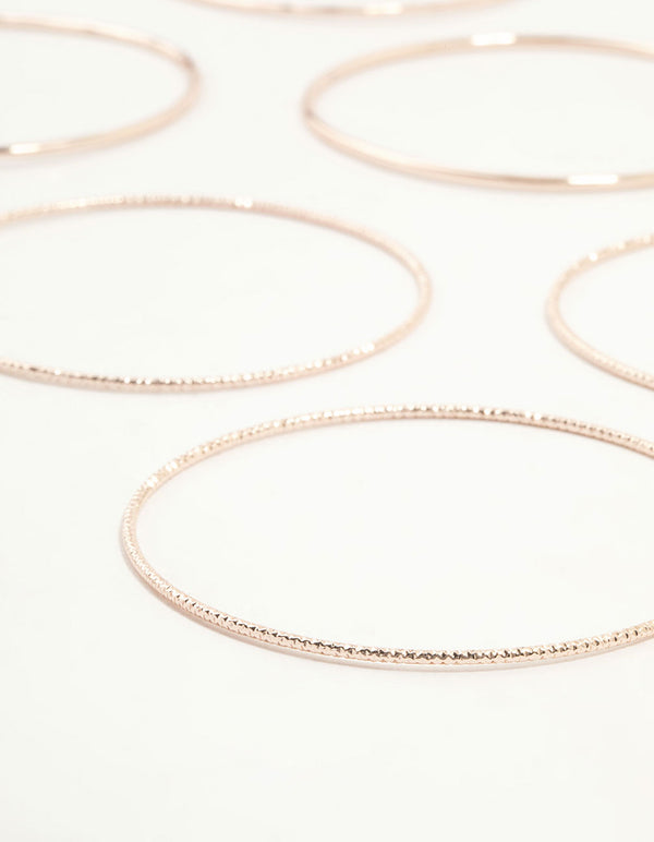 Rose Gold Twisted & Plain Thin Bangles 9-Pack