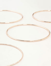Rose Gold Twisted & Plain Thin Bangles 9-Pack - link has visual effect only
