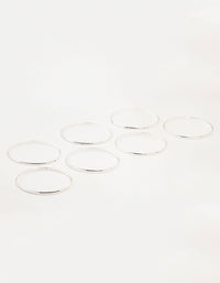 Silver Diamante Inlay & Clean Bangles 7-Pack - link has visual effect only