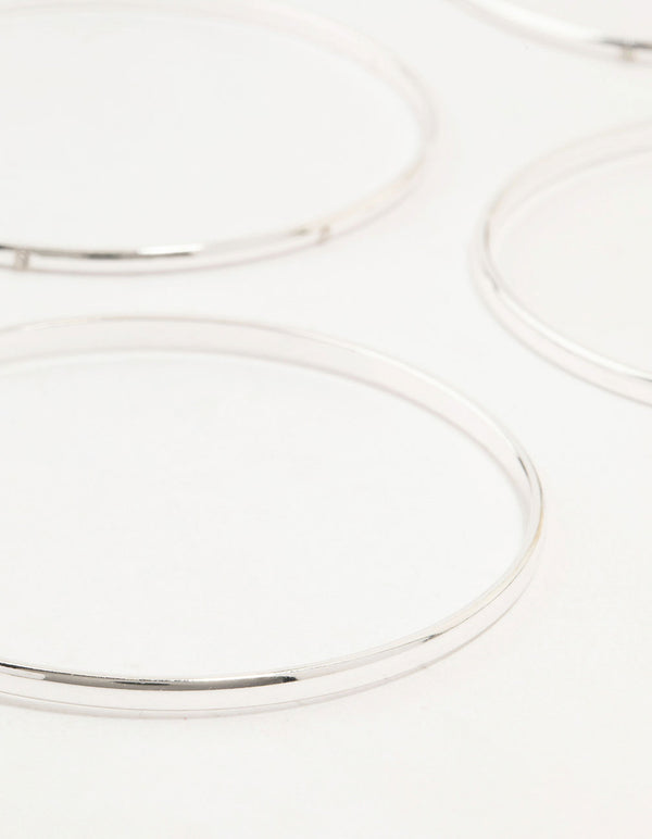 Silver Diamante Inlay & Clean Bangles 7-Pack