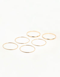 Gold Plain Mixed Width Bangles 5-Pack - link has visual effect only