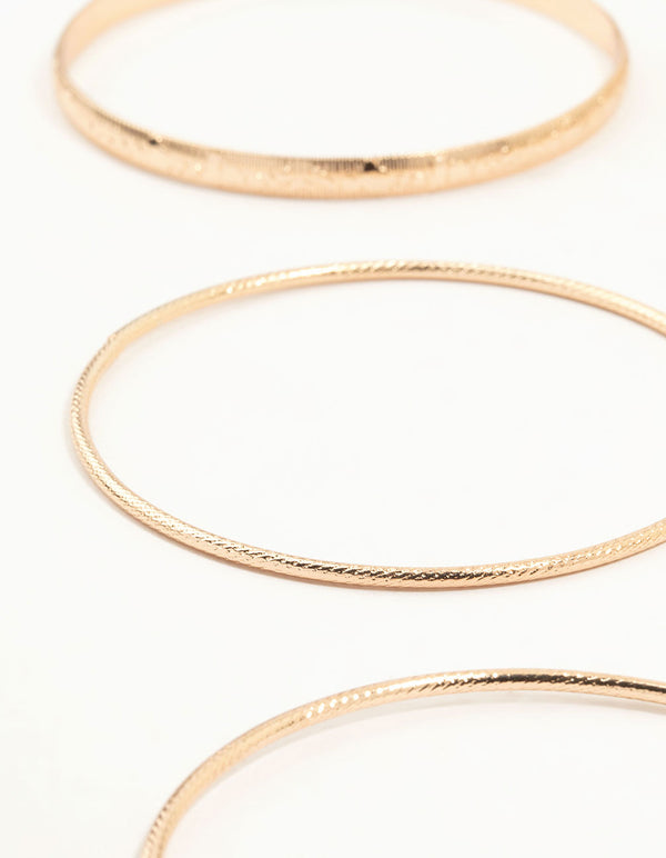 Gold Mixed Textured Bangles 8-Pack
