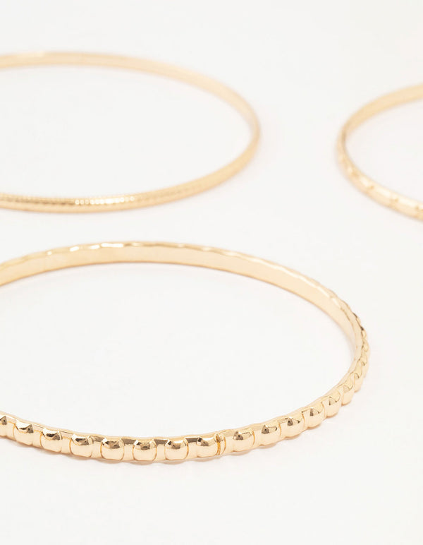 Gold Diamante & Textured Bangles 5-Pack