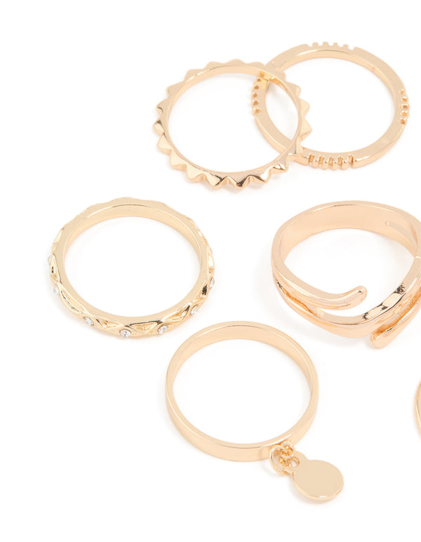 Gold Swirl Mixed Stacking Rings 8-Pack