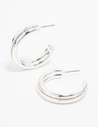 Silver Twisted Centre Hoop Earrings - link has visual effect only
