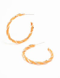 Gold Orange Twisted Hoop Earrings - link has visual effect only