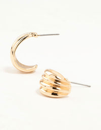 Gold Ridge Huggie Hoop Earrings - link has visual effect only