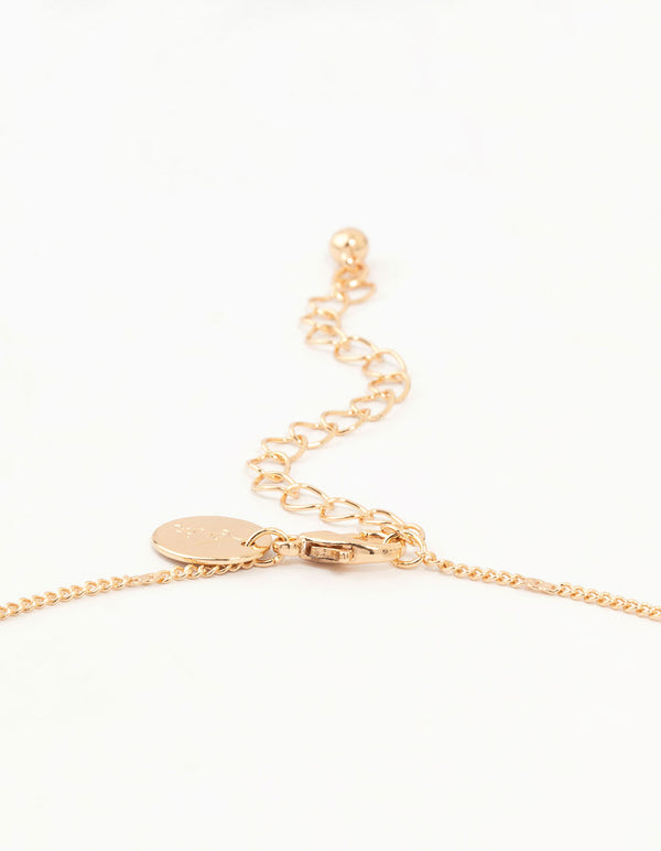 Gold Diamante Bow Drop Necklace