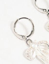 Silver Cubic Zirconia Huggie Bow Drop Earrings - link has visual effect only