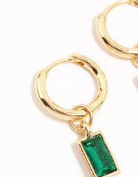 Gold Plated Shamrock & Green Diamante Huggie Earrings 2-Pack - link has visual effect only