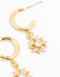 Gold Plated Cubic Zirconia Sun & Star Earrings 3-Pack - link has visual effect only