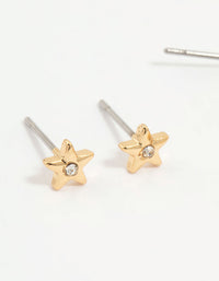 Gold Plated Cubic Zirconia Moon & Sun Earrings 3-Pack - link has visual effect only