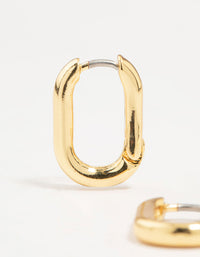 Gold Plated Enamel & Sleek Rectangular Hoop Earrings 2-Pack - link has visual effect only