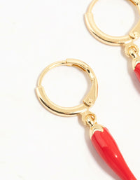 Gold Plated Evil Eye & Chilli Hoop Earrings 2-Pack - link has visual effect only