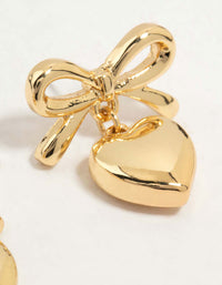Gold Plated Bow Heart Stud Earrings - link has visual effect only
