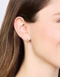 Gold Plated Cubic Zirconia Flower Drop Earrings - link has visual effect only