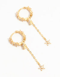 Gold Plated Cubic Zirconia Flower Drop Earrings - link has visual effect only