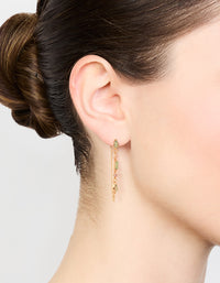 Gold Plated Cubic Zirconia Pear Huggie Earrings - link has visual effect only