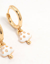 Gold Plated Enamel Mushroom Huggie Earrings - link has visual effect only