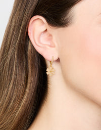 Gold Plated Pink Floral Cubic Zirconia Huggie Earrings - link has visual effect only