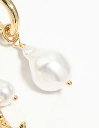 Gold Plated Pearl & Fish Huggie Earrings - link has visual effect only