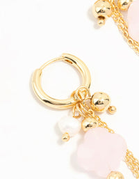 Gold Plated Pink Stone & Pearl Huggie Earrings - link has visual effect only