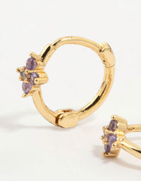 Gold Plated Purple Cubic Zirconia Butterfly Earrings 3-Pack - link has visual effect only