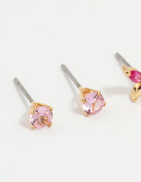 Gold Plated Cubic Zirconia Vine & Butterfly Earrings 3-Pack - link has visual effect only
