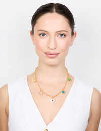 Gold Plated Evil Eye & Clover Charm Necklace - link has visual effect only