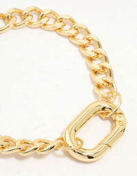 Gold Plated Link Clasp Bracelet - link has visual effect only