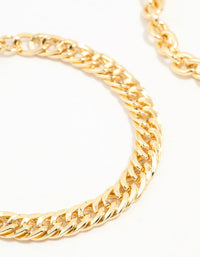 Gold Plated Chain & Lock Charm Bracelets 2-Pack - link has visual effect only