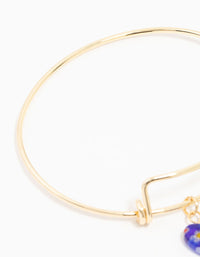 Gold Plated Heart & Pearl Charm Bangle - link has visual effect only