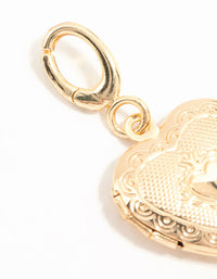 Gold Plated Textured Heart Locket Charm - link has visual effect only