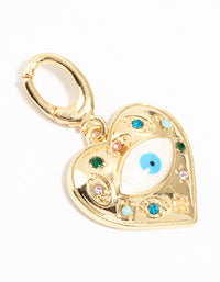 Gold Plated Evil Eye Heart Charm - link has visual effect only