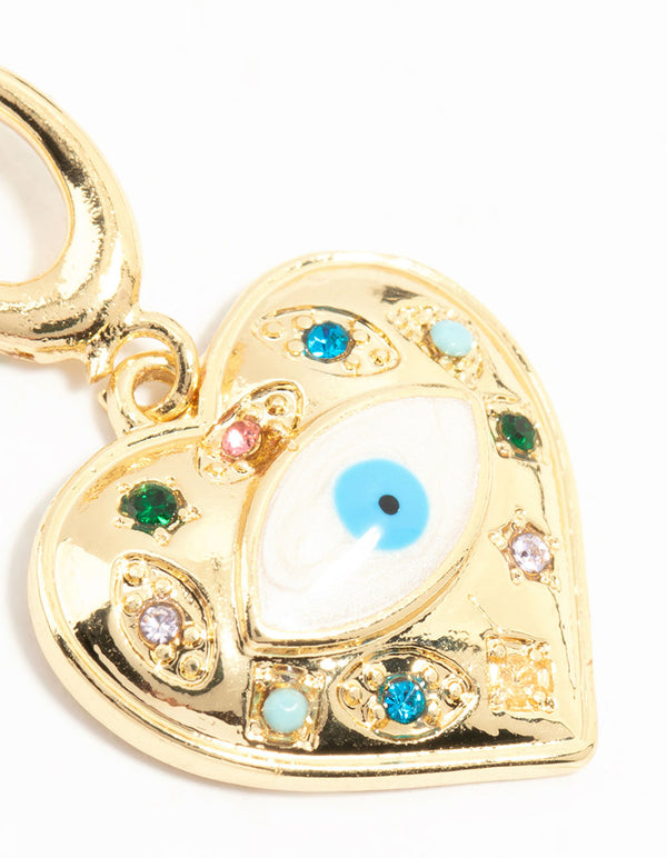 Gold Plated Evil Eye Heart Charm